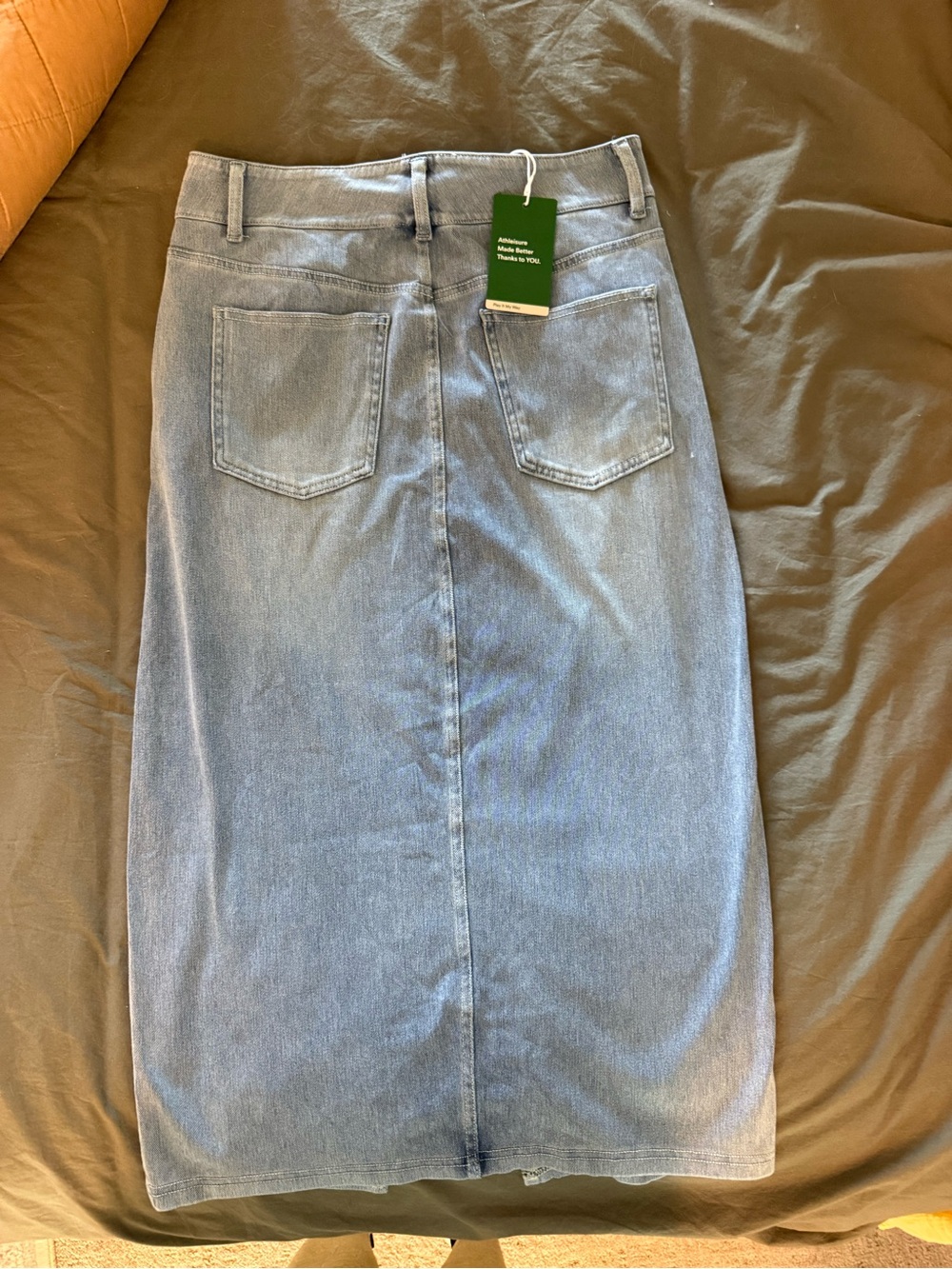 HALARA Light Blue Denim Midi Skirt